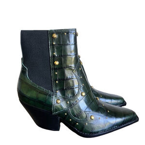 Vince Camuto Norley Dark Green Women's Western Leather Boot Size 7 SKU#24742